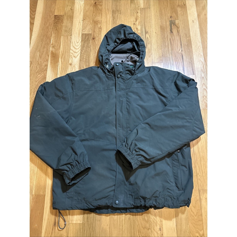 LL Bean Coat Mens Large Army Green Heavy 3 in 1 Jacket Weather Challenge Coat